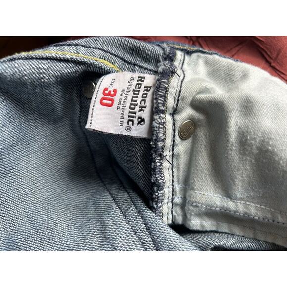 Rock Republic Wide Leg Jeans, Size 30-Women’s/Orange Logo Back Pocket - Picture 6 of 8